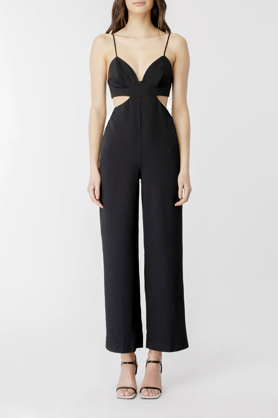 Bardot cut out slit pantsuit black NWT sz 12